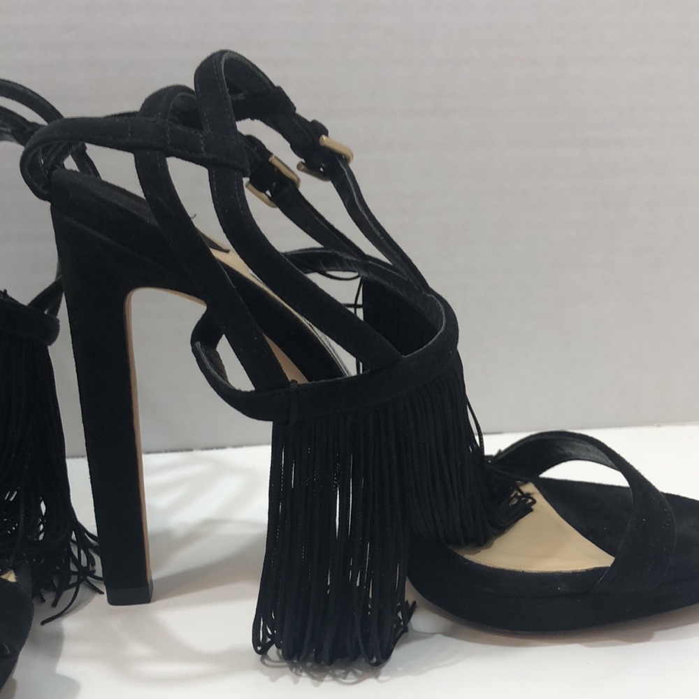 Jimmy Choo Farrah Fringe Black Sandal  Size 37 ½ - Picture 4 of 8